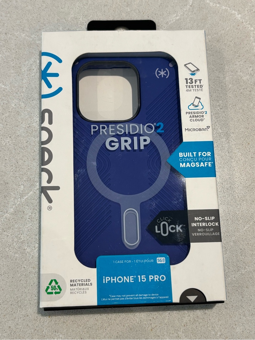 Speck Presidio2 Grip Case for iPhone 15 Pro Cobal Blue Lavendar